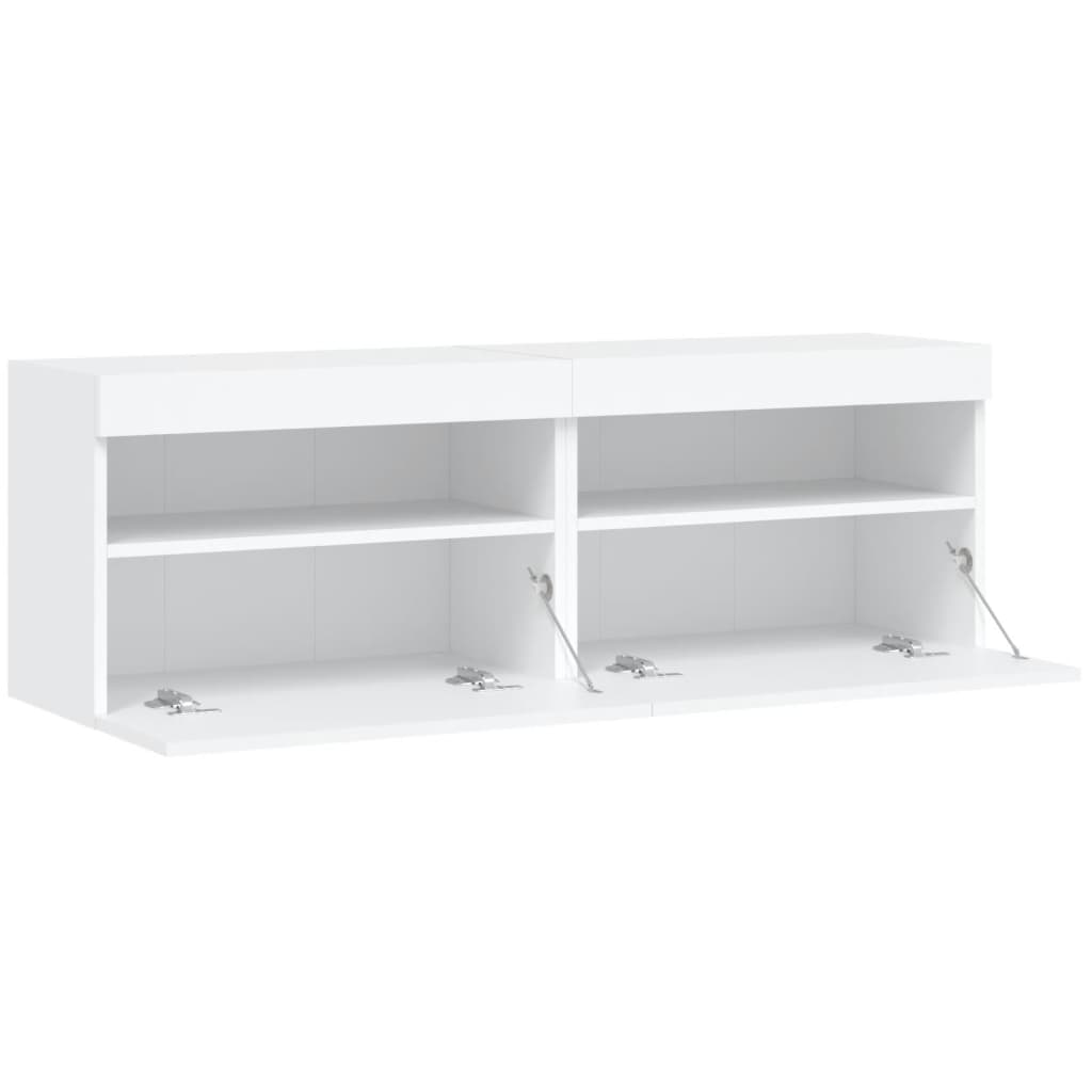 vidaXL Ścienne szafki TV z LED, 2 szt., białe, 60x30x40 cm