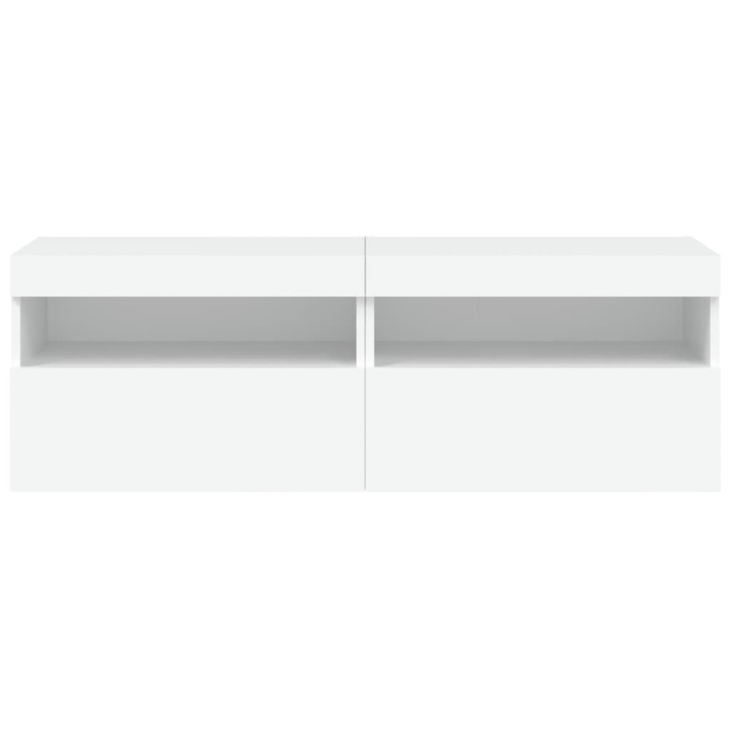 vidaXL Ścienne szafki TV z LED, 2 szt., białe, 60x30x40 cm