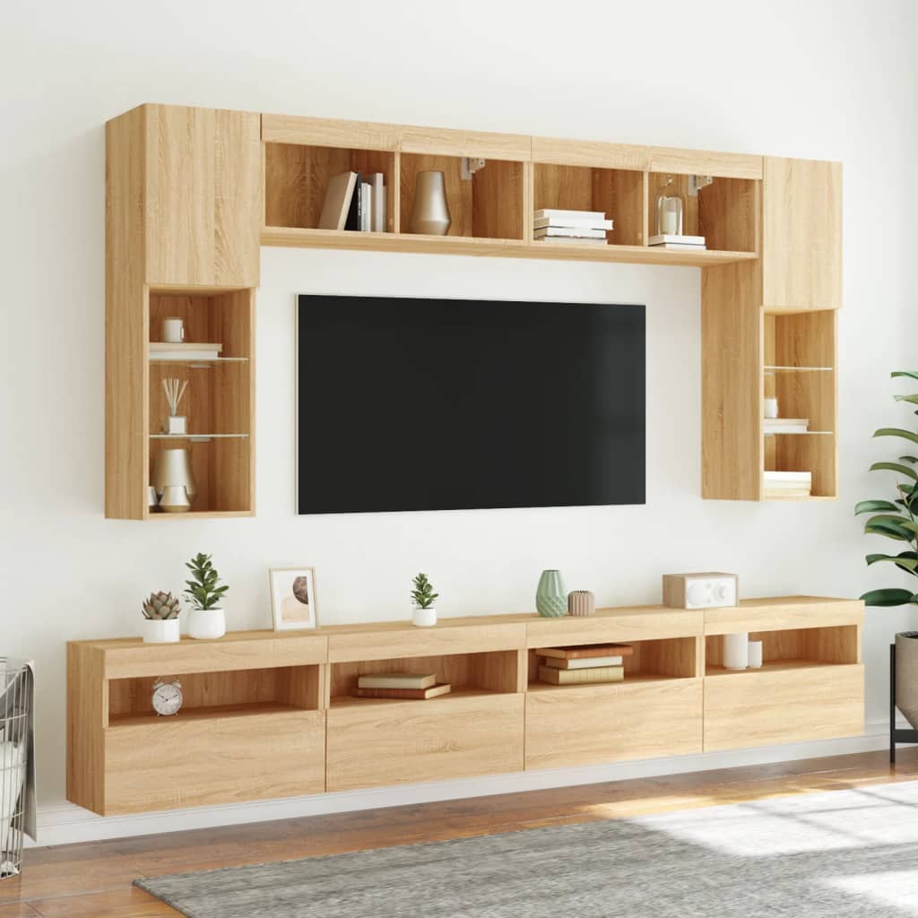 vidaXL Ścienna szafka TV z LED, dąb sonoma, 60x30x40 cm
