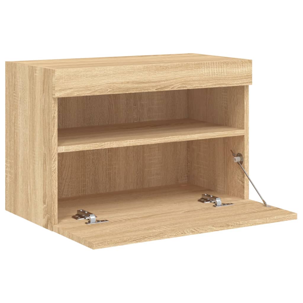 vidaXL Ścienna szafka TV z LED, dąb sonoma, 60x30x40 cm