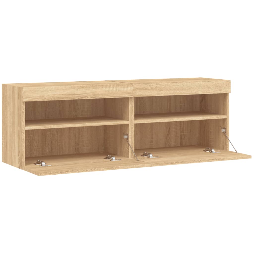 vidaXL Ścienne szafki TV z LED, 2 szt., dąb sonoma, 60x30x40 cm