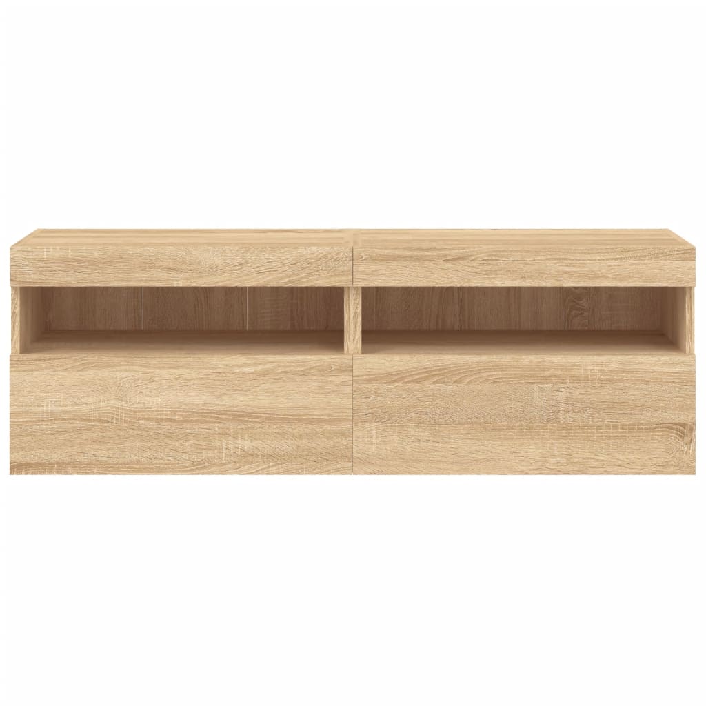vidaXL Ścienne szafki TV z LED, 2 szt., dąb sonoma, 60x30x40 cm