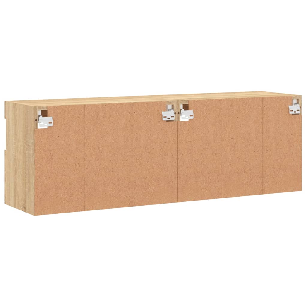 vidaXL Ścienne szafki TV z LED, 2 szt., dąb sonoma, 60x30x40 cm