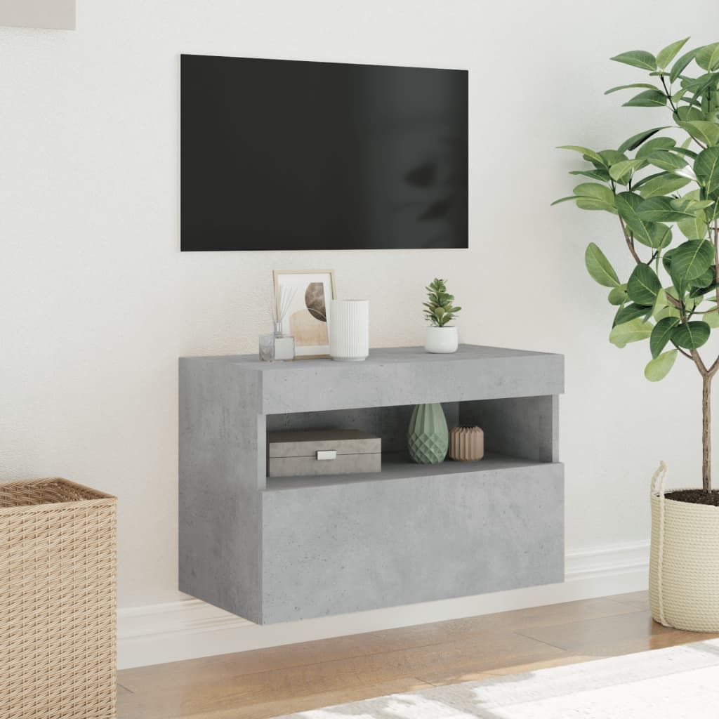 vidaXL Ścienna szafka TV z LED, szarość betonu, 60x30x40 cm