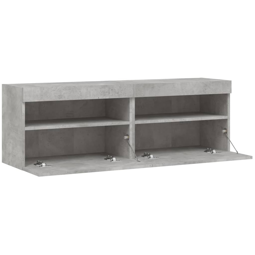 vidaXL Ścienne szafki TV z LED, 2 szt., szarość betonu, 60x30x40 cm