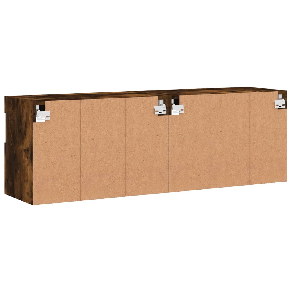 vidaXL Ścienne szafki TV z LED, 2 szt., przydymiony dąb, 60x30x40 cm