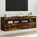 vidaXL Ścienne szafki TV z LED, 2 szt., przydymiony dąb, 60x30x40 cm