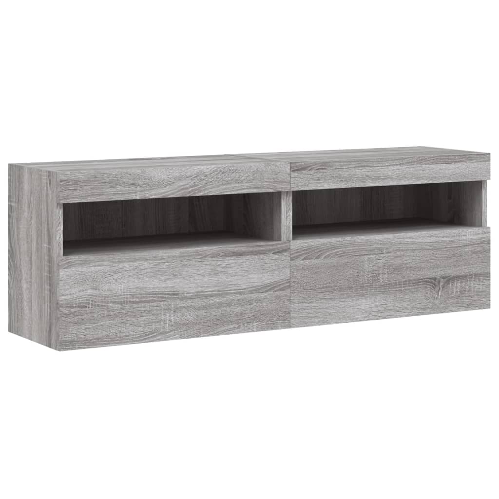 vidaXL Ścienne szafki TV z LED, 2 szt., szary dąb sonoma, 60x30x40 cm