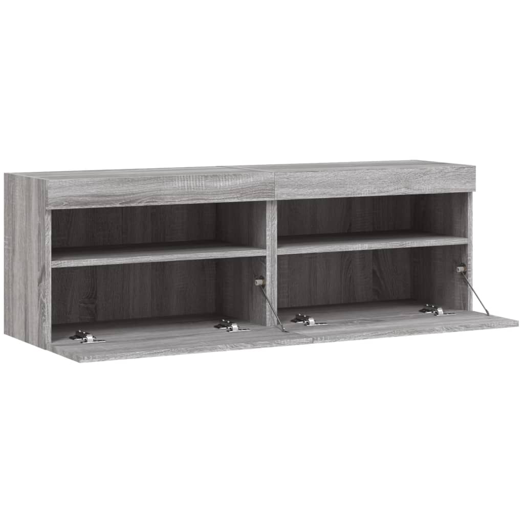vidaXL Ścienne szafki TV z LED, 2 szt., szary dąb sonoma, 60x30x40 cm