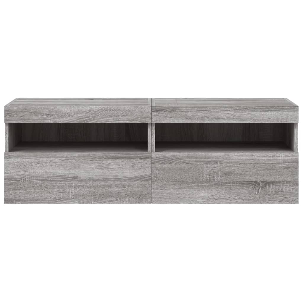 vidaXL Ścienne szafki TV z LED, 2 szt., szary dąb sonoma, 60x30x40 cm