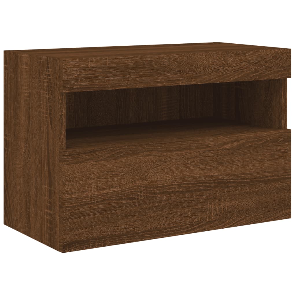 vidaXL Ścienna szafka TV z LED, brązowy dąb, 60x30x40 cm
