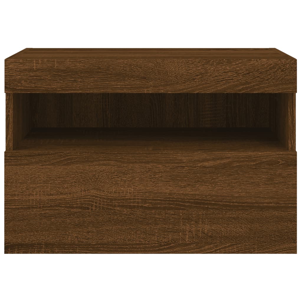 vidaXL Ścienna szafka TV z LED, brązowy dąb, 60x30x40 cm