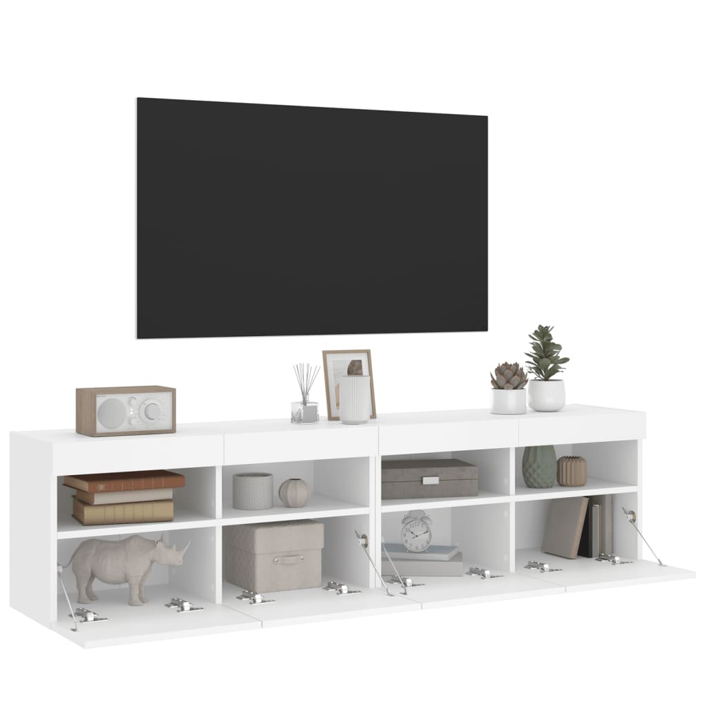 vidaXL Ścienne szafki TV z LED, 2 szt., białe, 80x30x40 cm