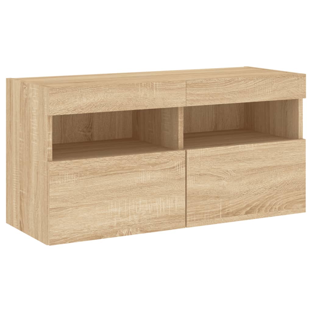 vidaXL Ścienna szafka TV z LED, dąb sonoma, 80x30x40 cm