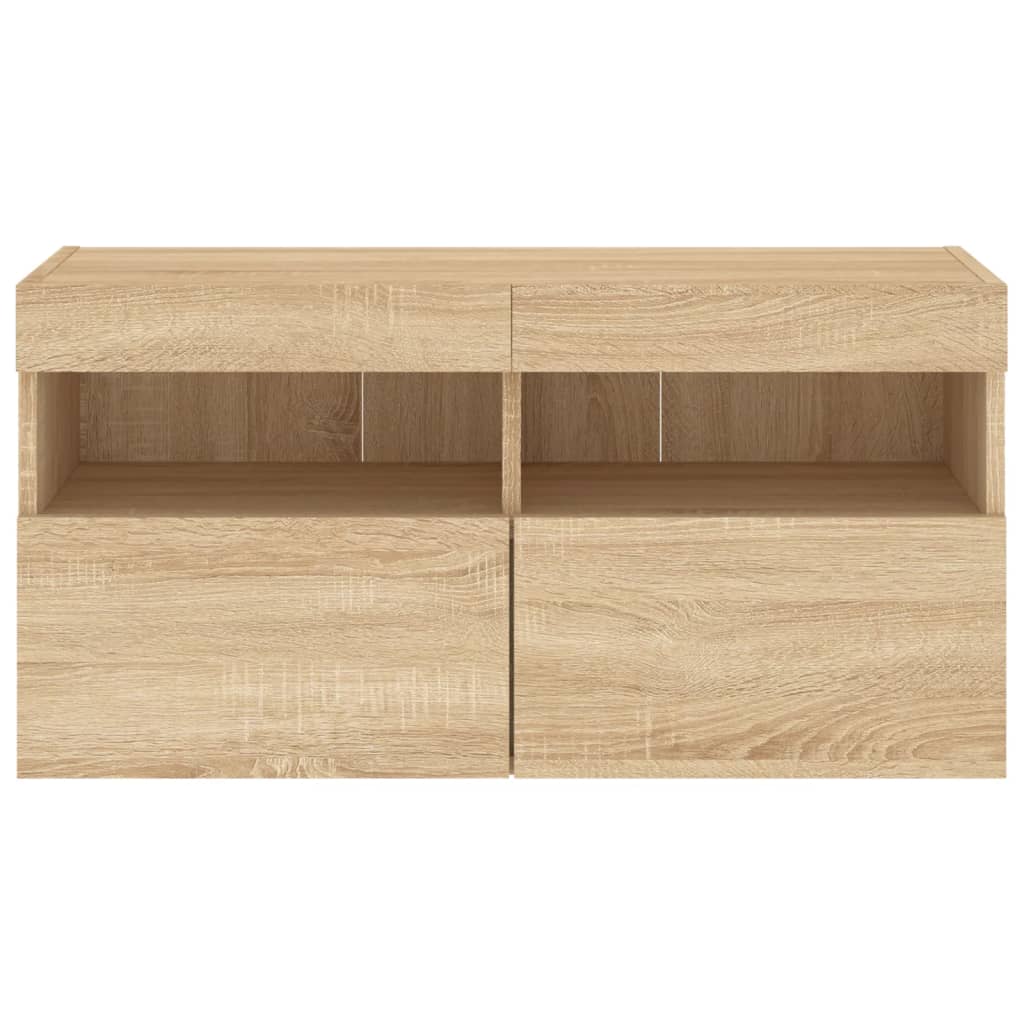 vidaXL Ścienna szafka TV z LED, dąb sonoma, 80x30x40 cm