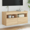 vidaXL Ścienna szafka TV z LED, dąb sonoma, 80x30x40 cm