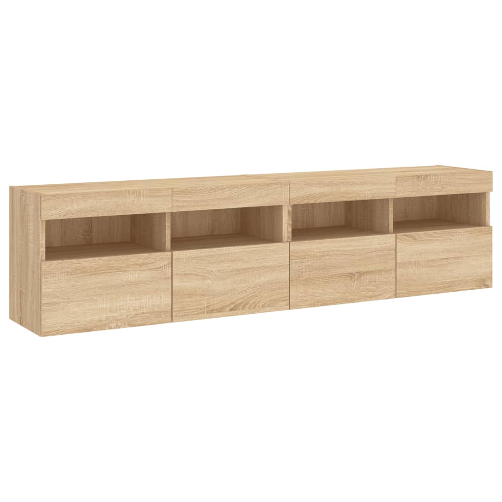 vidaXL Ścienne szafki TV z LED, 2 szt., dąb sonoma, 80x30x40 cm