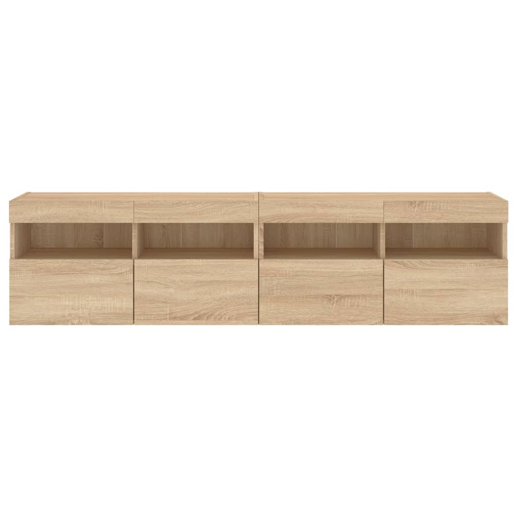 vidaXL Ścienne szafki TV z LED, 2 szt., dąb sonoma, 80x30x40 cm