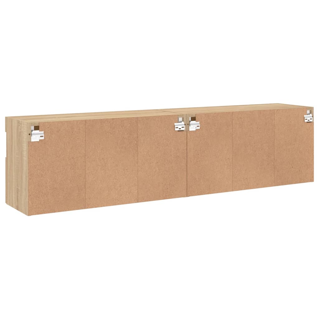 vidaXL Ścienne szafki TV z LED, 2 szt., dąb sonoma, 80x30x40 cm