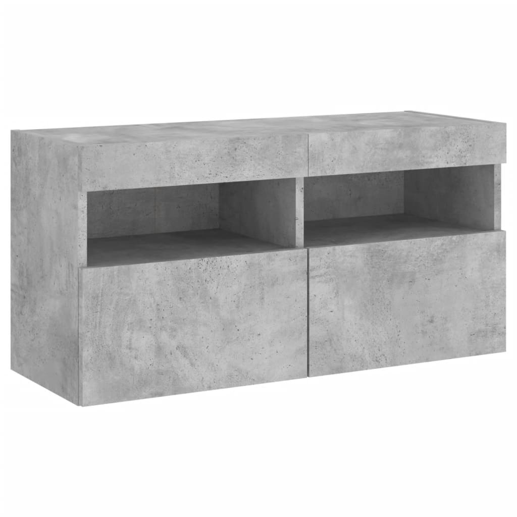 vidaXL Ścienna szafka TV z LED, szarość betonu, 80x30x40 cm