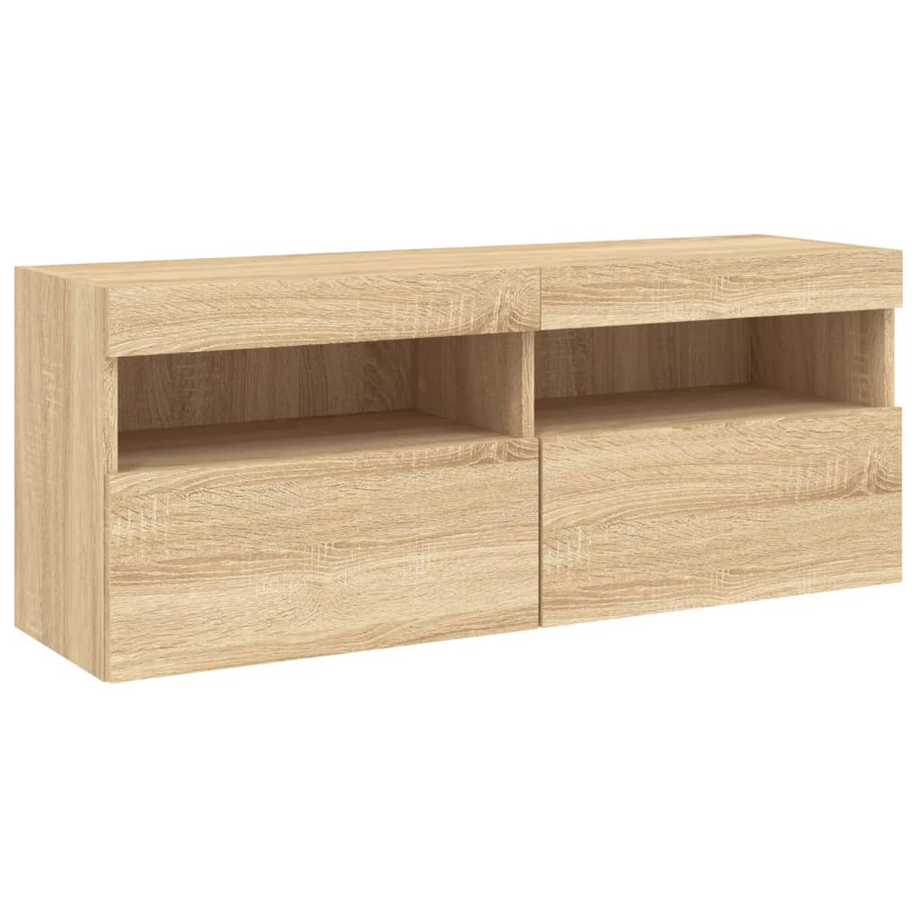 vidaXL Ścienna szafka TV z LED, dąb sonoma, 100x30x40 cm