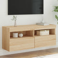 vidaXL Ścienna szafka TV z LED, dąb sonoma, 100x30x40 cm