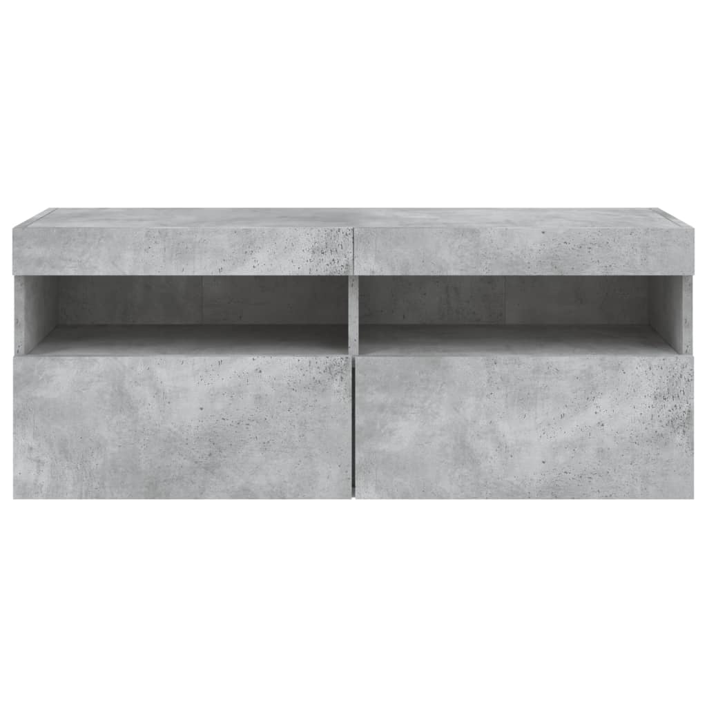 vidaXL Ścienna szafka TV z LED, szarość betonu, 100x30x40 cm