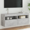 vidaXL Ścienna szafka TV z LED, szarość betonu, 100x30x40 cm