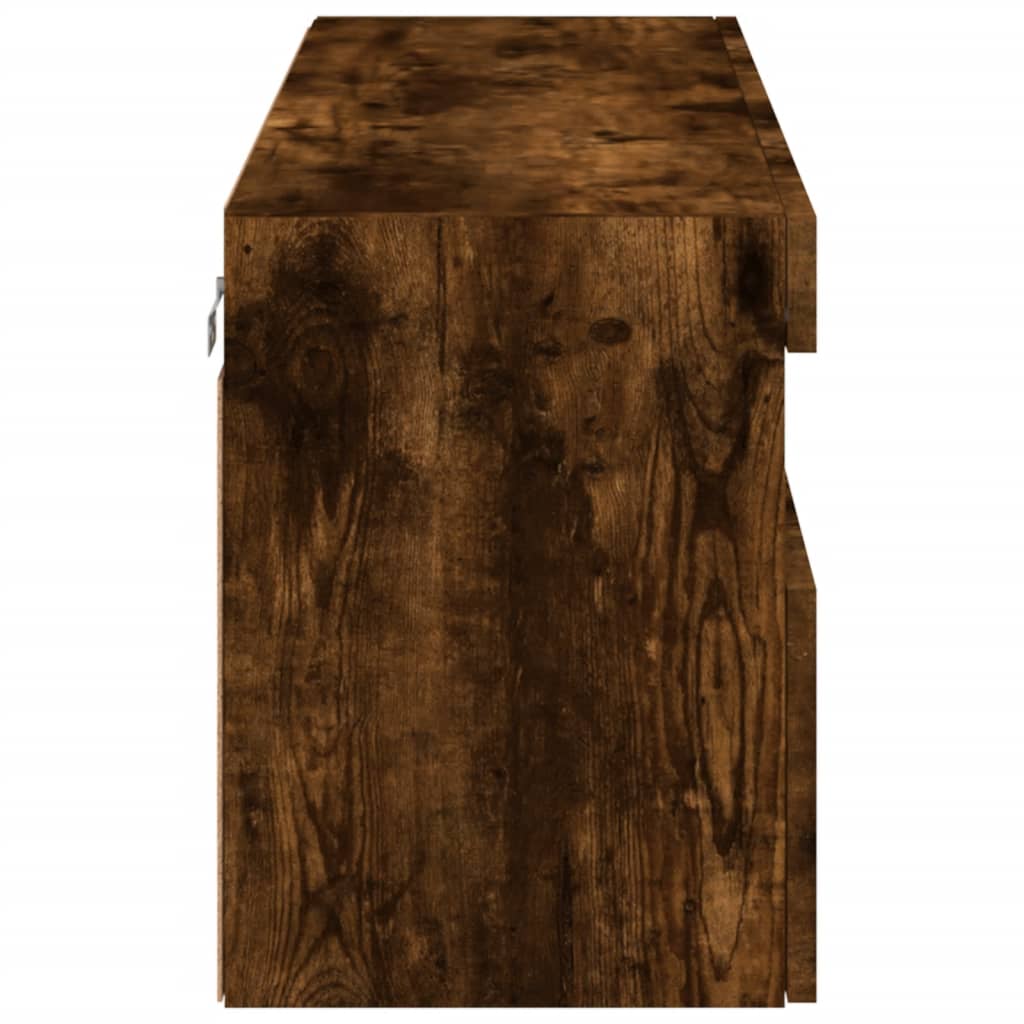 vidaXL Ścienna szafka TV z LED, przydymiony dąb, 100x30x40 cm