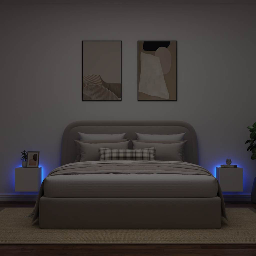 vidaXL Ścienne szafki TV z LED, 2 szt., białe, 30,5x35x30 cm