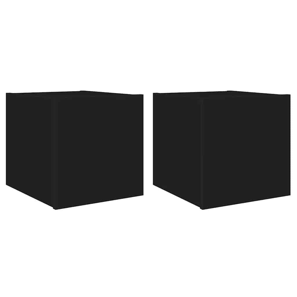 vidaXL Ścienne szafki TV z LED, 2 szt., czarne, 30,5x35x30 cm