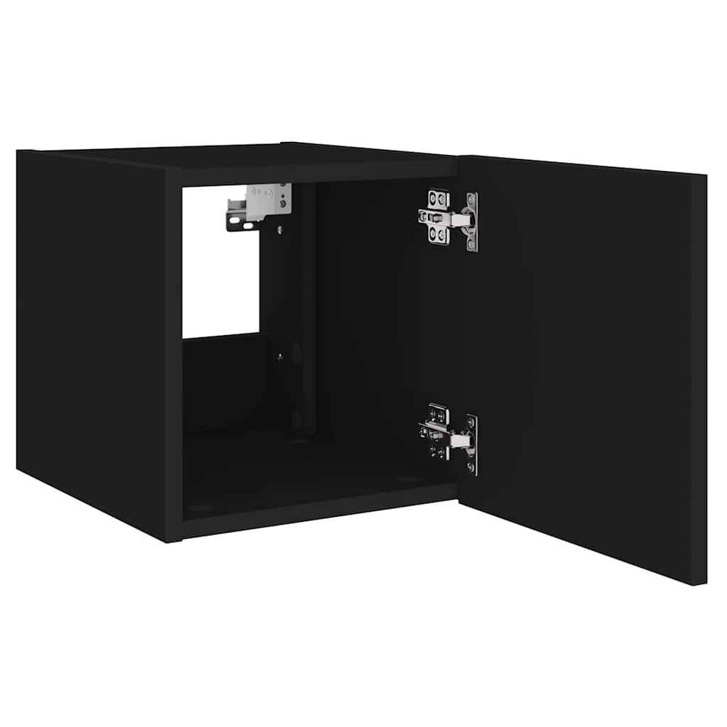 vidaXL Ścienne szafki TV z LED, 2 szt., czarne, 30,5x35x30 cm