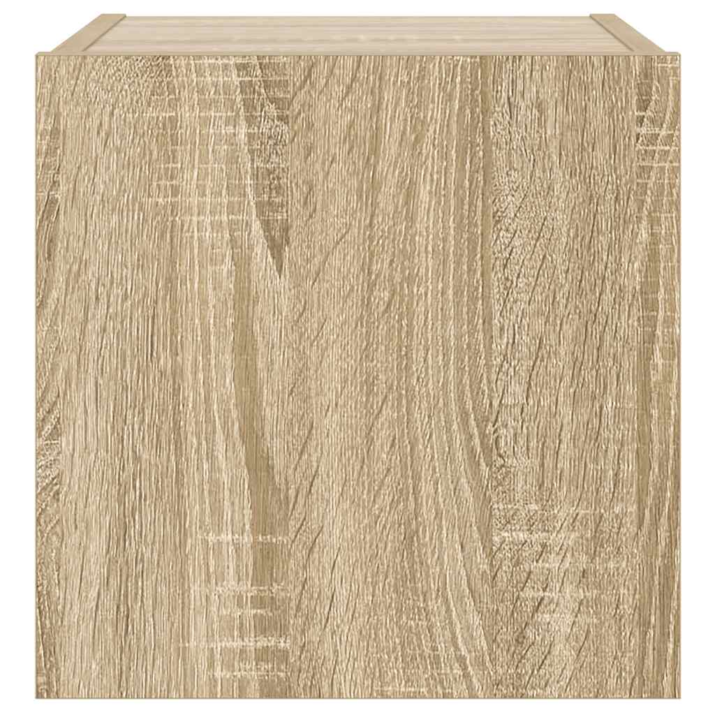vidaXL Ścienna szafka TV z LED, dąb sonoma, 30,5x35x30 cm