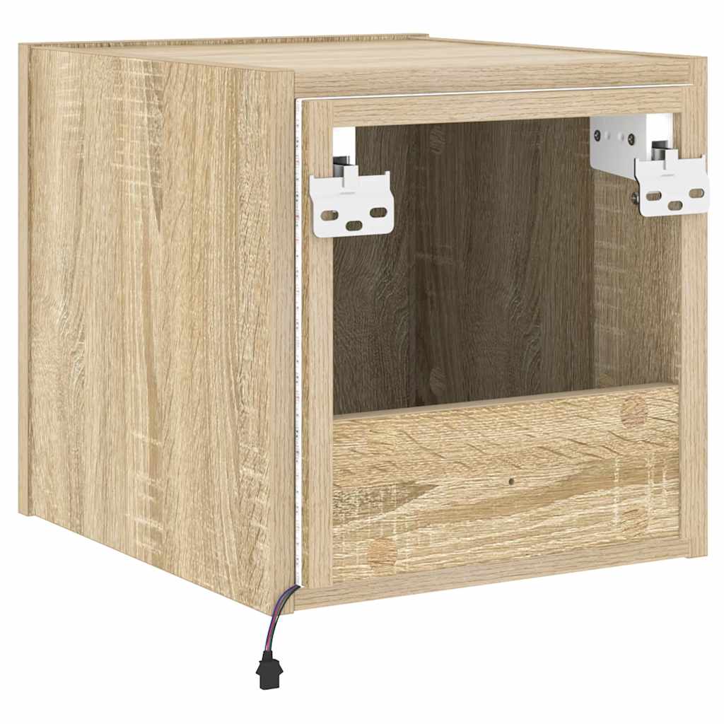 vidaXL Ścienna szafka TV z LED, dąb sonoma, 30,5x35x30 cm