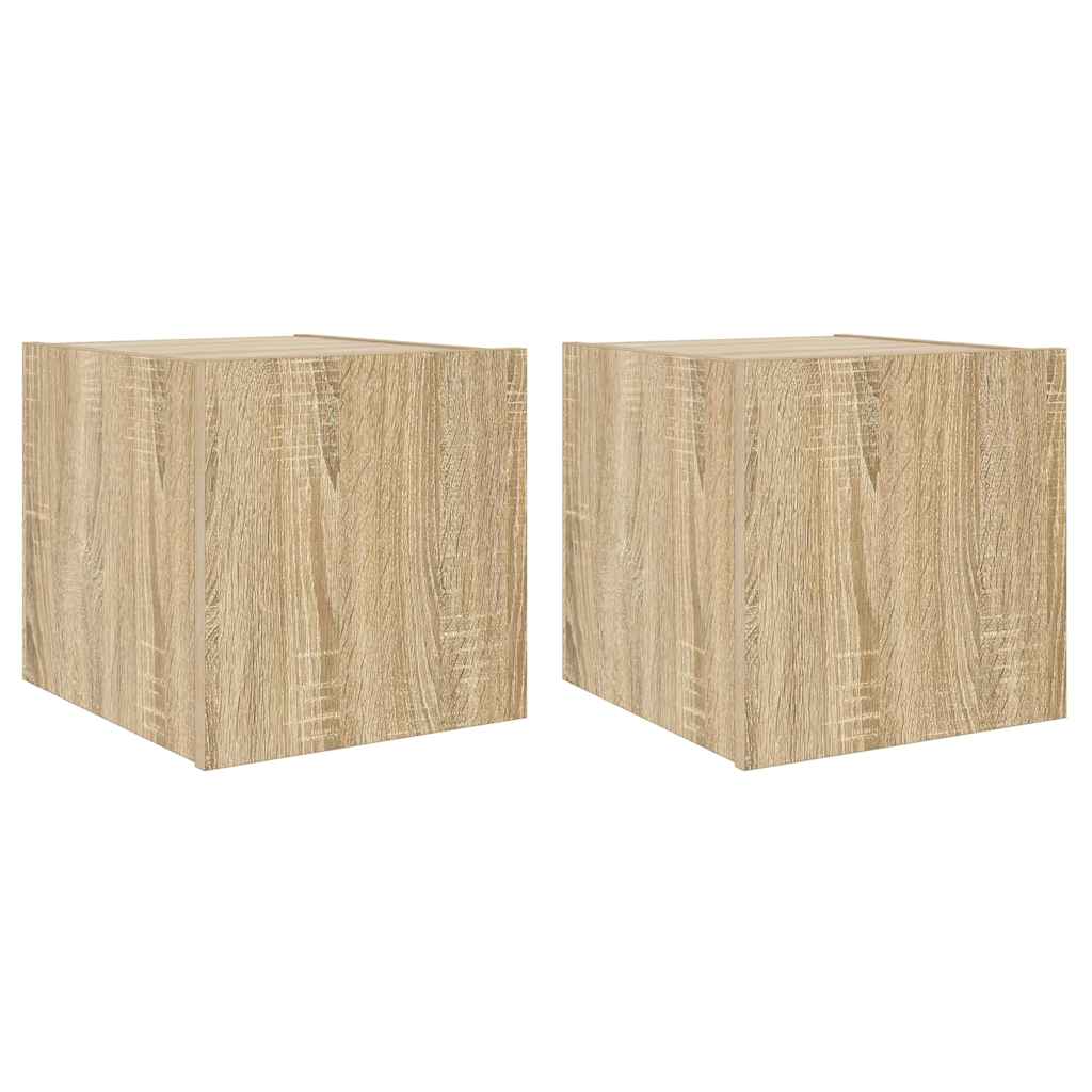 vidaXL Ścienne szafki TV z LED, 2 szt., dąb sonoma, 30,5x35x30 cm
