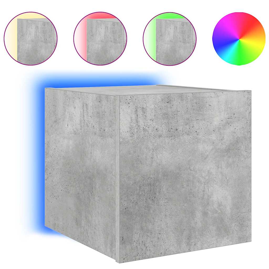 vidaXL Ścienna szafka TV z LED, szarość betonu, 30,5x35x30 cm