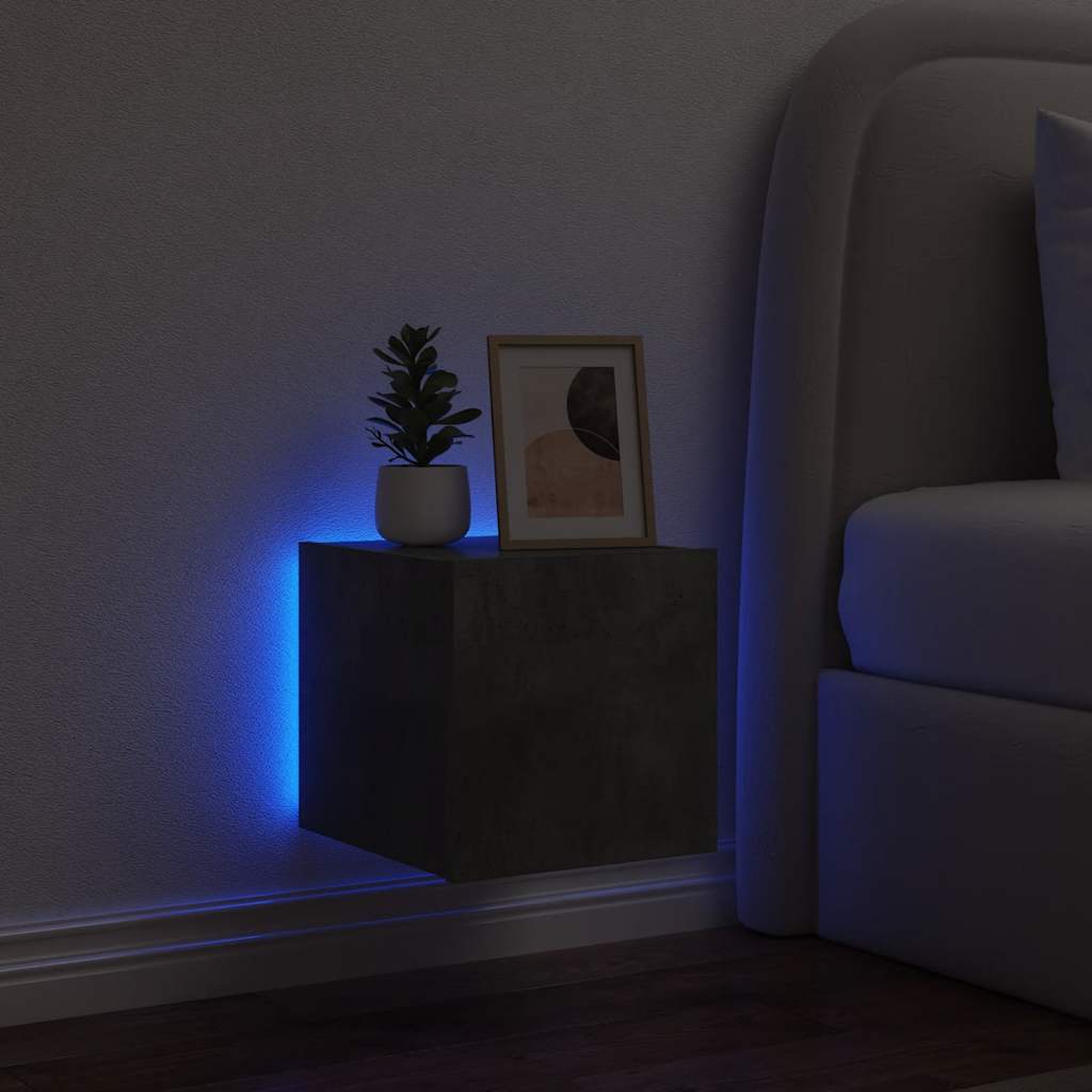 vidaXL Ścienna szafka TV z LED, szarość betonu, 30,5x35x30 cm