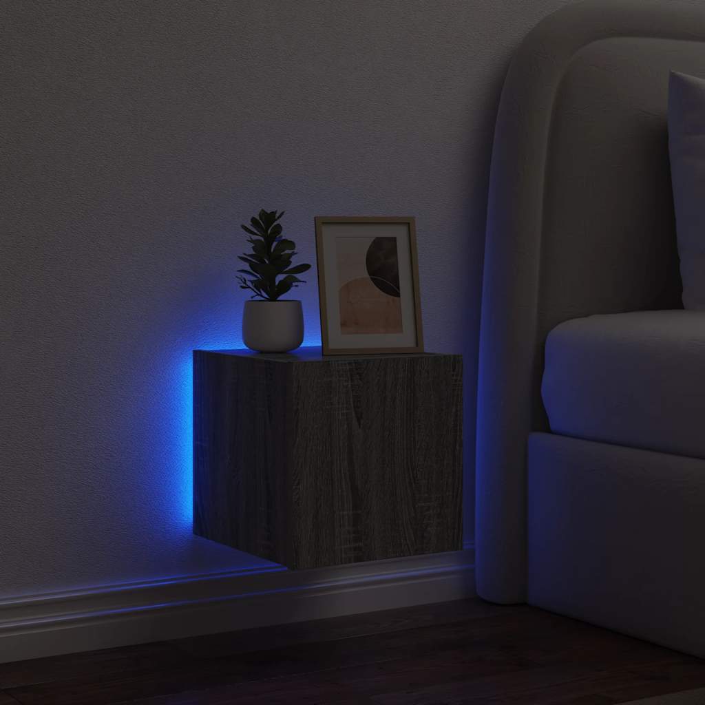 vidaXL Ścienna szafka TV z LED, szary dąb sonoma, 30,5x35x30 cm