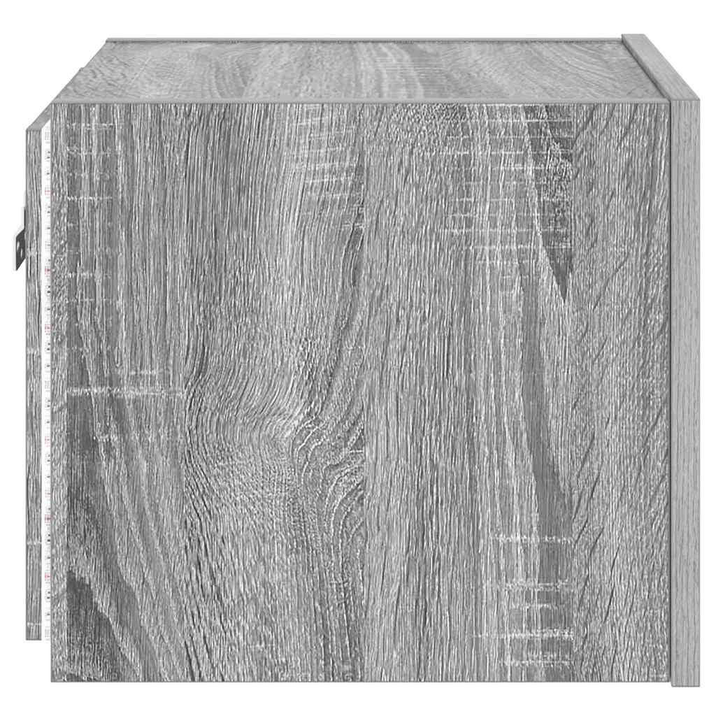 vidaXL Ścienna szafka TV z LED, szary dąb sonoma, 30,5x35x30 cm
