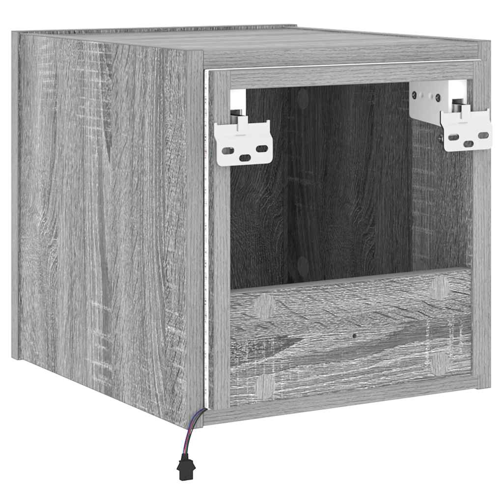vidaXL Ścienna szafka TV z LED, szary dąb sonoma, 30,5x35x30 cm