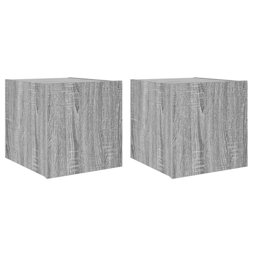 vidaXL Ścienne szafki TV z LED, 2 szt, szary dąb sonoma, 30,5x35x30 cm