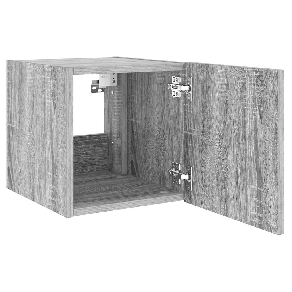 vidaXL Ścienne szafki TV z LED, 2 szt, szary dąb sonoma, 30,5x35x30 cm