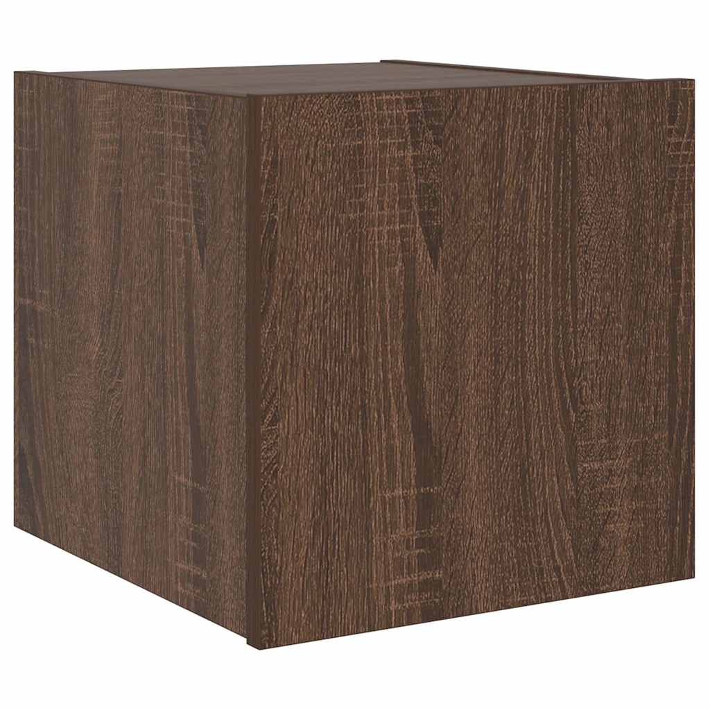 vidaXL Ścienna szafka TV z LED, brązowy dąb, 30,5x35x30 cm