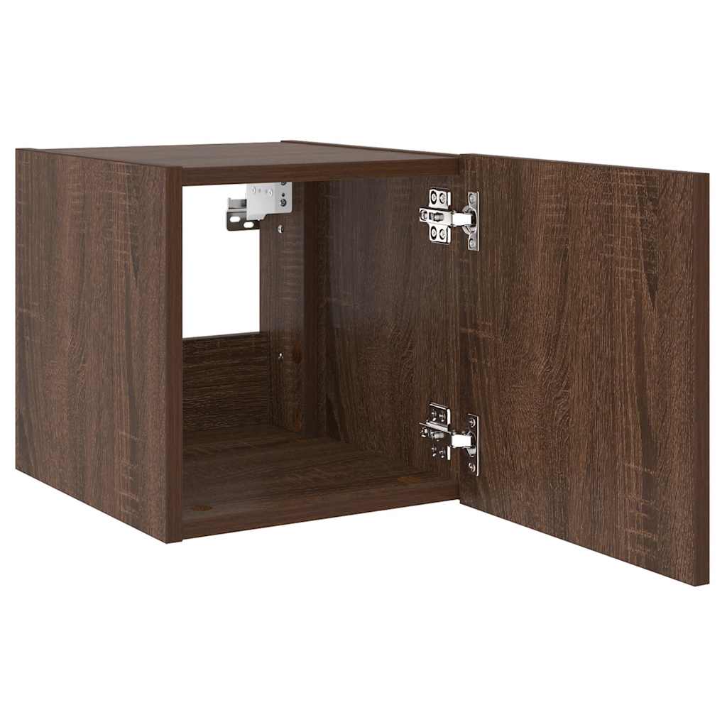 vidaXL Ścienna szafka TV z LED, brązowy dąb, 30,5x35x30 cm