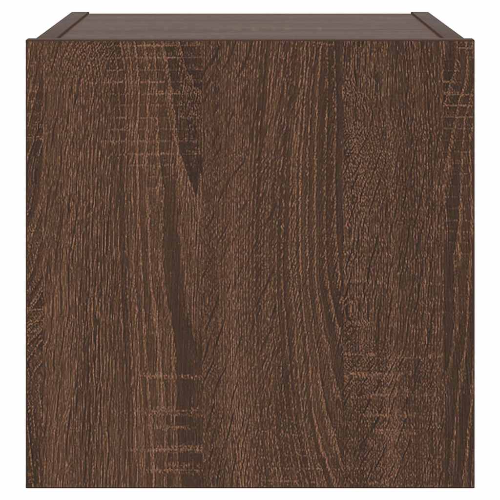 vidaXL Ścienna szafka TV z LED, brązowy dąb, 30,5x35x30 cm