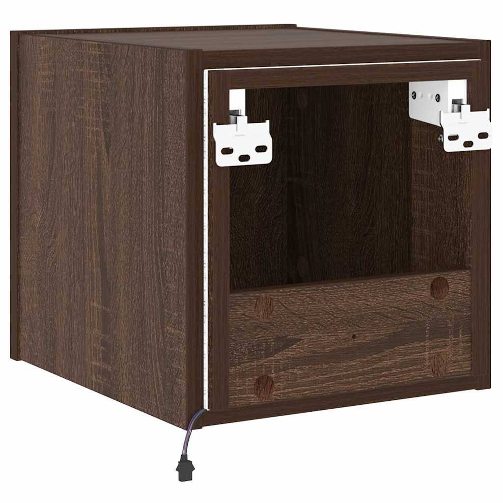 vidaXL Ścienna szafka TV z LED, brązowy dąb, 30,5x35x30 cm