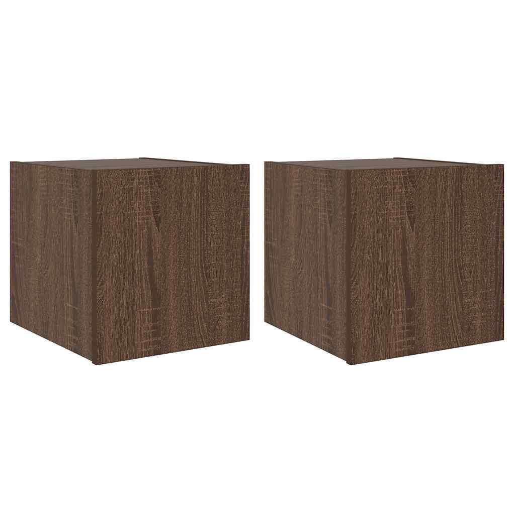vidaXL Ścienne szafki TV z LED, 2 szt., brązowy dąb, 30,5x35x30 cm