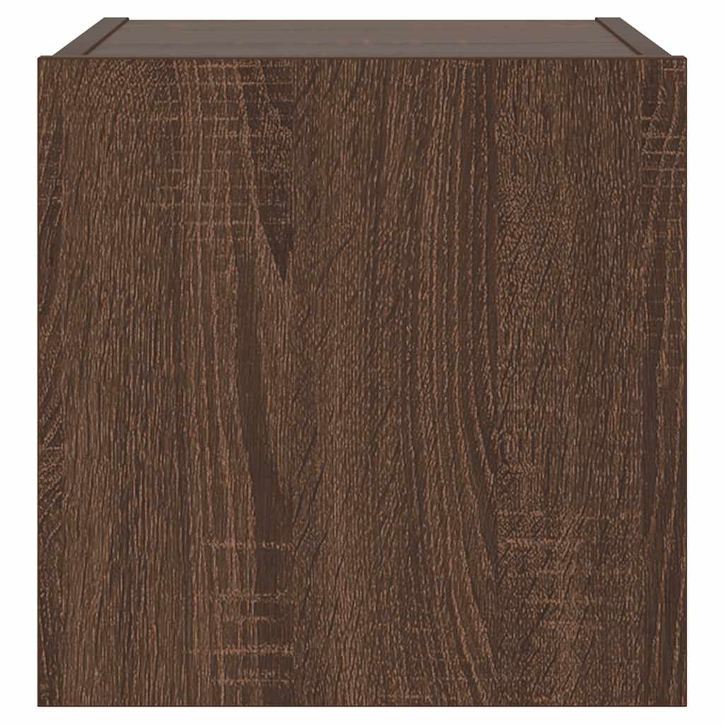 vidaXL Ścienne szafki TV z LED, 2 szt., brązowy dąb, 30,5x35x30 cm