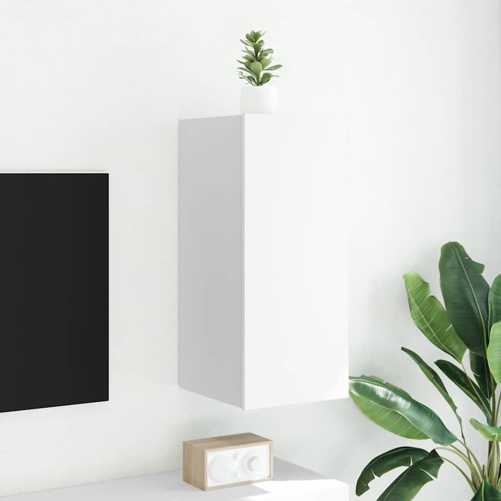 vidaXL Ścienna szafka TV z LED, biała, 30,5x35x70 cm