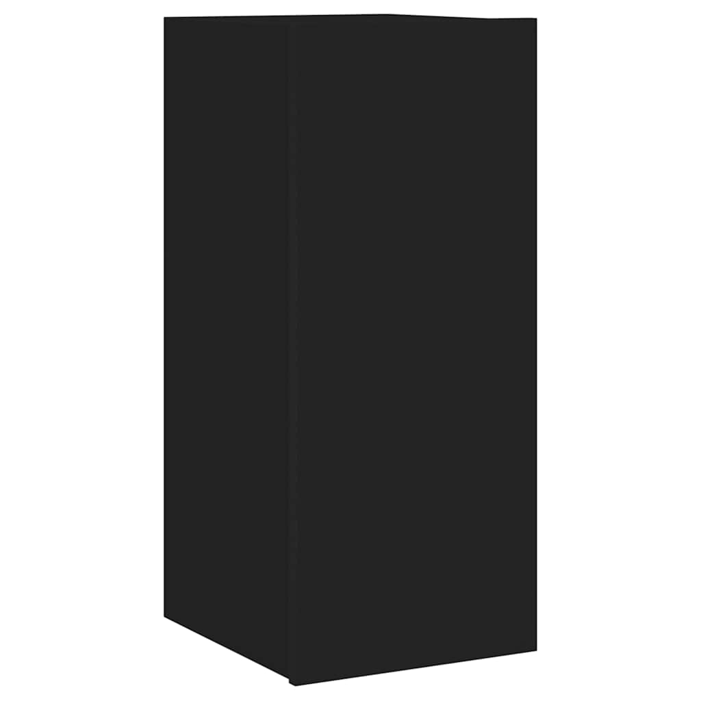 vidaXL Ścienna szafka TV z LED, czarna, 30,5x35x70 cm
